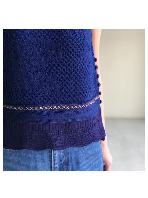 MameKuマメクロゴウチ　Sleeveless Scala Knit Tops